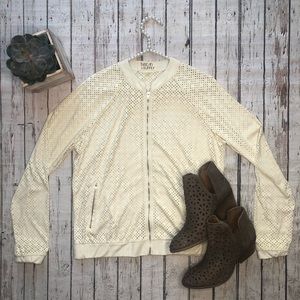 Thread & Supply Ivory Faux Suede Full Zip Jacket